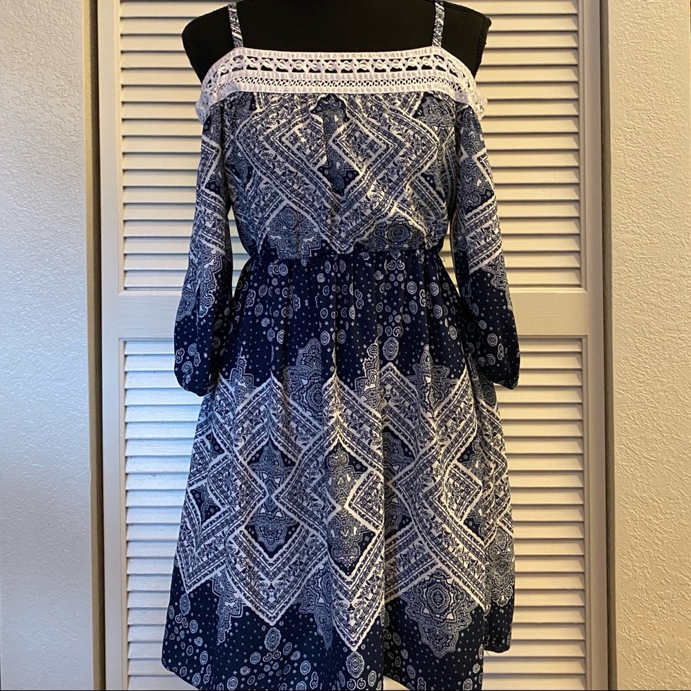 Blue & White Patterned Dress